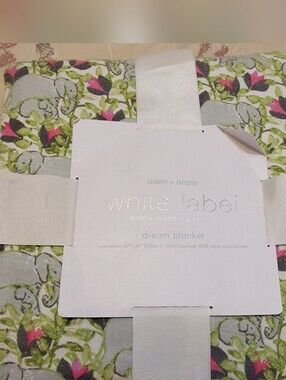 NWT Aden + Anais White Label Dream Blanket Muslin Cotton Elephant